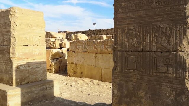 Temple of Ramses II in Abydos, Egypt. House of Ramses Meri-Amon, dedicated to Osiris in Egypt