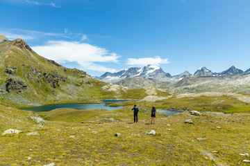 
Excursion on the Gran Paradiso in the Alps. Walk in immense valleys and very high peaks above...