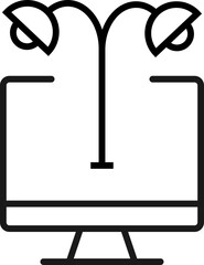 Item on pc monitor. Outline sign suitable for web sites, apps, stores etc. Editable stroke. Vector monochrome line icon of street lamp on computer monitor