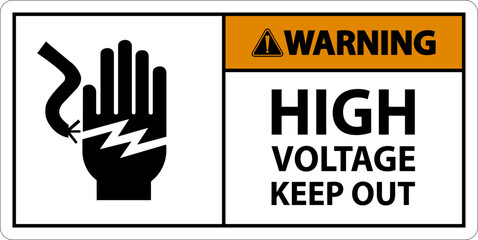 Obraz premium Warning High Voltage Keep Out Sign On White Background