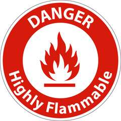 Caution Highly Flammable Sign On White Background