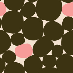 Abstract vector pattern with organic round shapes. Simple hand drawn texture with big circles. Simple monochrome background - 519985515