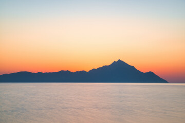 Beautiful Athos mountain at sunset in Greece - 519986754