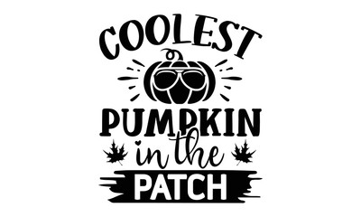 Coolest pumpkin in the patch- Thanksgiving t-shirt design, SVG Files for Cutting, Handmade calligraphy vector illustration, Calligraphy graphic design, Funny Quote EPS