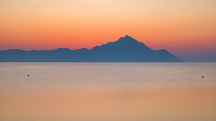 Beautiful Athos mountain at sunset in Greece - 519986981