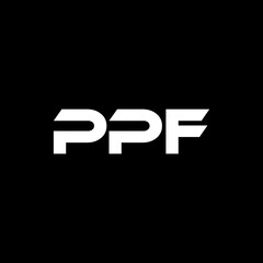 PPF letter logo design with black background in illustrator, vector logo modern alphabet font overlap style. calligraphy designs for logo, Poster, Invitation, etc.