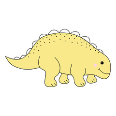 Cute baby dinosaur. Prehistoric character in doodle style.