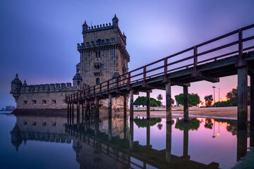 Fototapeta premium Belem Tower on the Tagus River, Lisbon, Portugal.