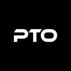 PTO letter logo design with black background in illustrator, vector logo modern alphabet font overlap style. calligraphy designs for logo, Poster, Invitation, etc.