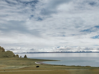 Stunning scenery of plateau lake in Tibetan