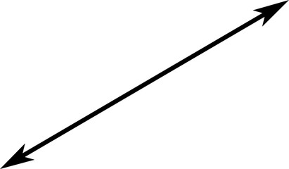 Diagonal thin double arrow. Vector illustration. 