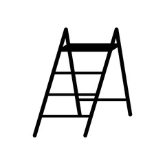 Stepladder silhouette. Staircase for home use. Changing the height level using the stairs. Construction equipment element. Flat graphics.