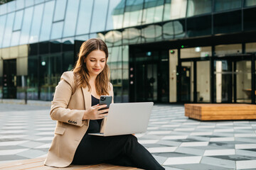  woman using laptop computer chatting on social media