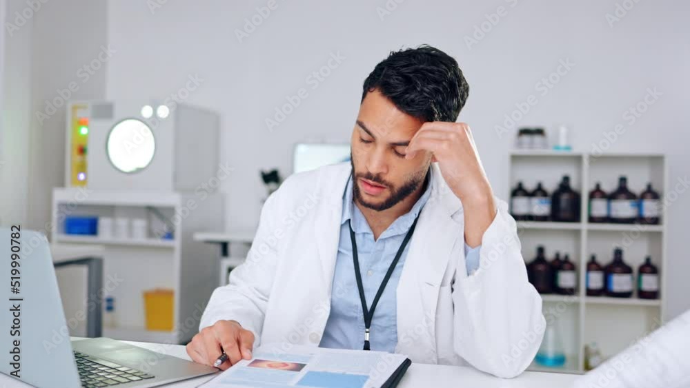 Poster stressed, angry and frustrated scientist throwing paper, shaking head and struggling to find monkeyp