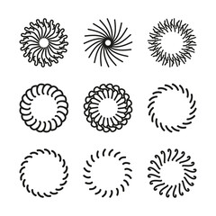 set of circle floral geometric elements for design