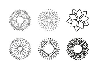 set of circle floral geometric elements for design
