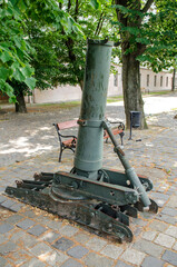 authentic mortar exposed on the street