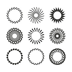 set of circle floral geometric elements for design