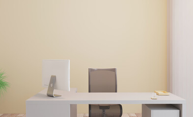 Furniture set with table, chairs and devices. 3D rendering.