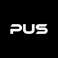 PUS letter logo design with black background in illustrator, vector logo modern alphabet font overlap style. calligraphy designs for logo, Poster, Invitation, etc.