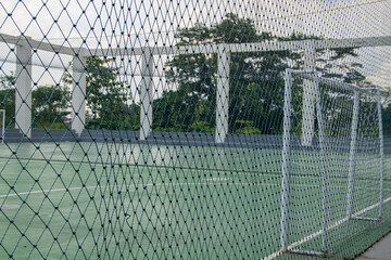 Cover net on the futsal ball field