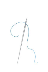  A vector illustration of a needle with blue thread