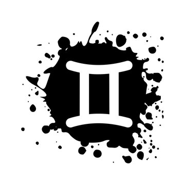 Gemini Zodiac Sign Splat Ink