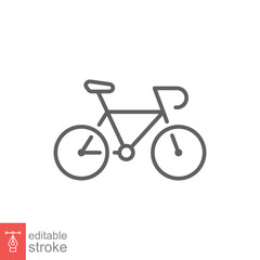 Fototapeta premium Bicycle icon. Simple outline style. Bike, race, transportation concept. Thin line vector illustration isolated on white background. Editable stroke EPS 10.