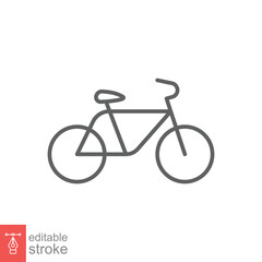 Bicycle icon. Simple outline style. Bike, race, transportation concept. Thin line vector illustration isolated on white background. Editable stroke EPS 10.