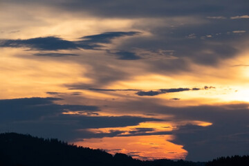 beautiful sunset in the mountains, extraordinary sky