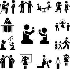 Phone, child, father, play, game icon in a collection with other items