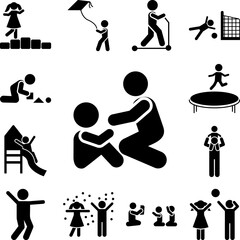 Child, father, crying, care icon in a collection with other items