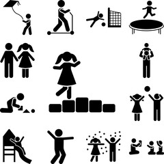 Girl, play, game, stone icon in a collection with other items