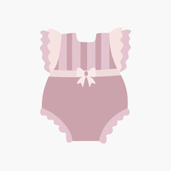 Scandinavian cartoon boho baby bodysuit in pastel colors, kids clothes. Hand drawn vector elements for nursery decoration, baby shower, party, poster, invitation, postcard