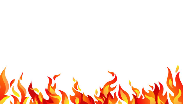 White vector background with flames from below