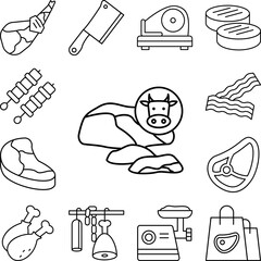 Fototapeta premium Tenderloin, meat icon in a collection with other items