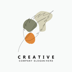 Leaf Background Logo Design, Vector Art Icons, In pastel colors