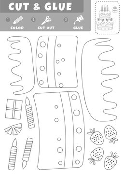 Education paper game for children. Use scissors and glue to create the image.