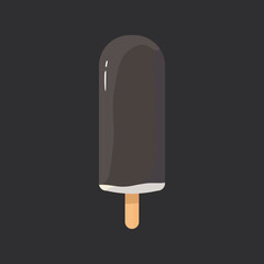 Chocolate Ice cream stick vector drawing. Isolated on dark background.