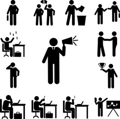 Businessman boss megaphone icon in a collection with other items