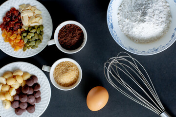 Delicious chocolate brownie homemade, ingredients of brownie,closeup fudge brownie,homemade bakery and dessert,Pieces of fresh brownie,confectionery concept.