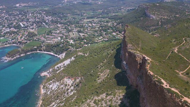 Aerial view of Cap Canaille cliff between Cassis and La Ciotat towns in France