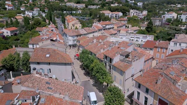 Drone shot of Cassis old town on the Mediterranean coast in Provence, France