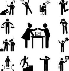 Businessman woman explain presentation icon in a collection with other items
