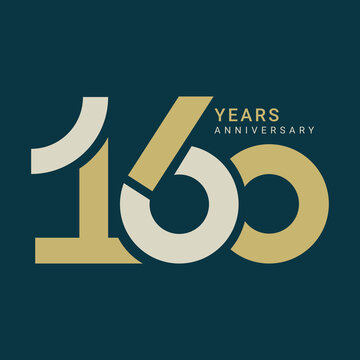 160 Year Anniversary Logo, Golden Color, Vector Template Design element for birthday, invitation, wedding, jubilee and greeting card illustration.