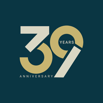 39 Year Anniversary Logo, Golden Color, Vector Template Design element for birthday, invitation, wedding, jubilee and greeting card illustration.