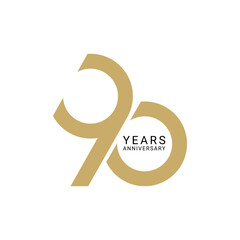 90 Year Anniversary Logo, Vector Template Design element for birthday, invitation, wedding, jubilee and greeting card illustration. - obrazy, fototapety, plakaty