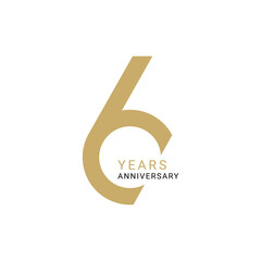6 Year Anniversary Logo, Vector Template Design element for birthday, invitation, wedding, jubilee and greeting card illustration.