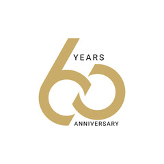 60 Year Anniversary Logo, Vector Template Design element for birthday, invitation, wedding, jubilee and greeting card illustration. - obrazy, fototapety, plakaty