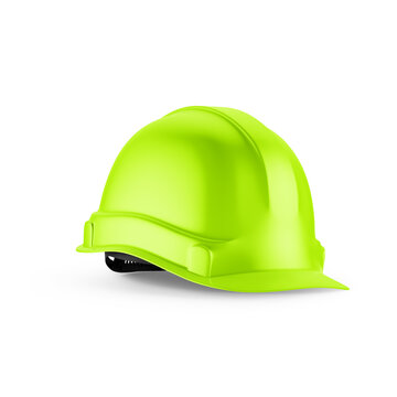 Green Hard Hat Mockup Isolated On White Background 3D Rendering